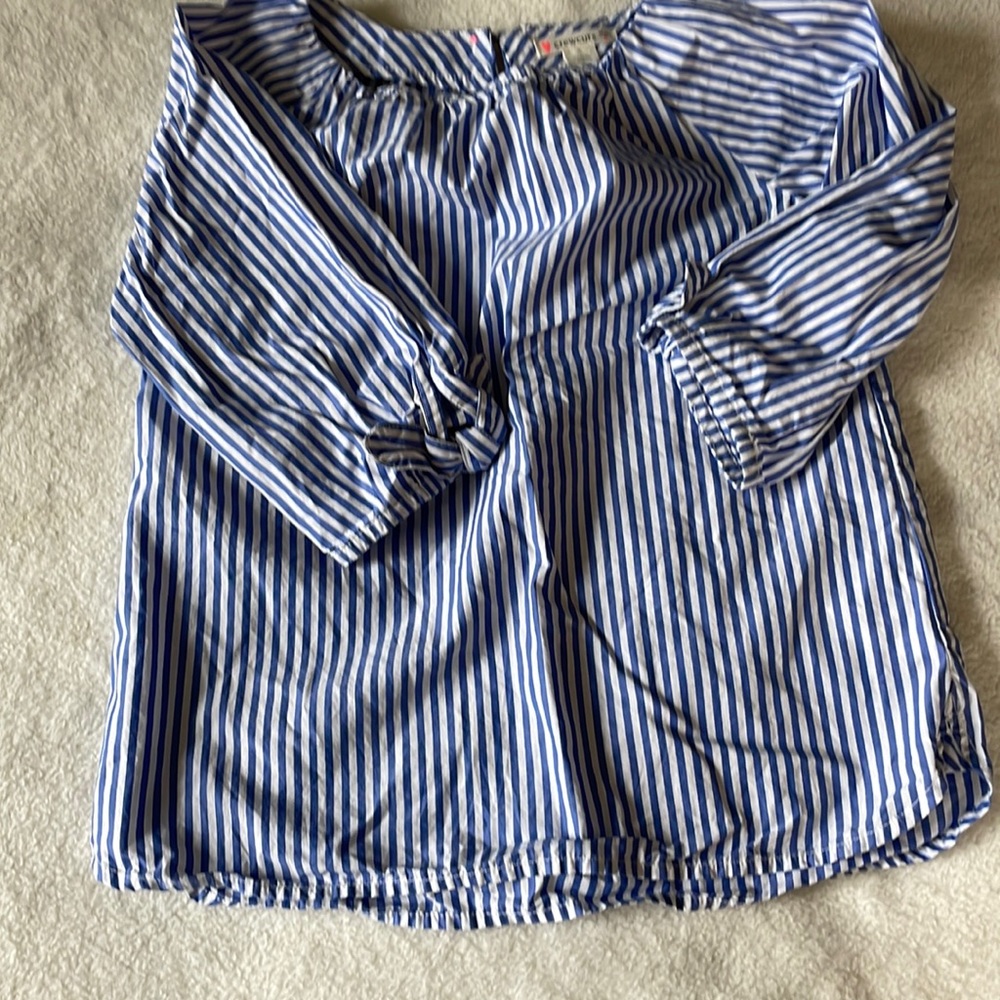 Crewcuts Size 5 Girls Toddlers Preppy Striped Top Blue and Whitw